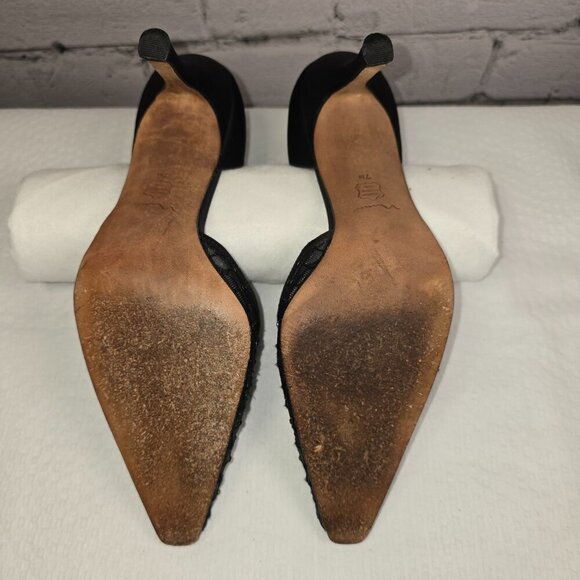 WOMENS NINA D'ORSAY PUMPS BLACK WITH MESH RHINESTONE FORMAL SIZE 7 - Picture 6 of 9
